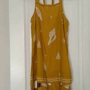Anthropologie Mustard Yellow Nautical Print Dress